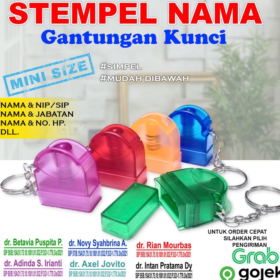 

[KODE PRODUK ENLI97947] STEMPEL NAMA BIDAN, DOKTER, APOTEKER, JABATAN, NO HP. CUSTOM FLASH WARNA STEMPEL MINI