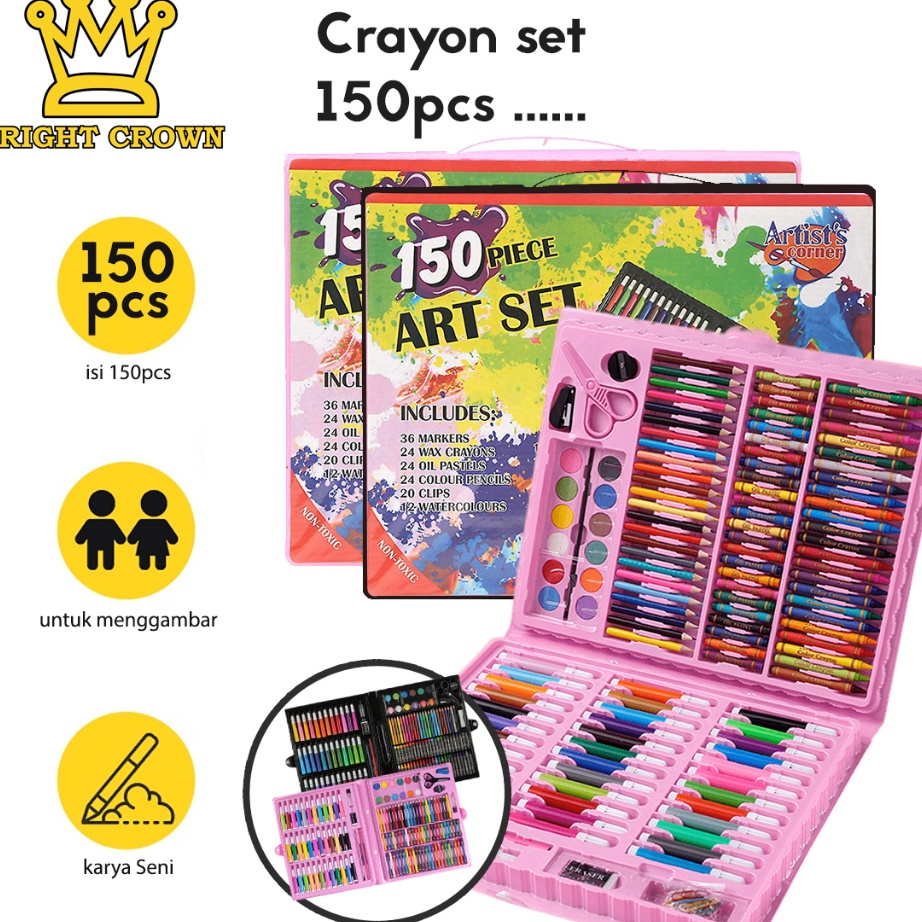 

12.12 Promo Brand Bright Crown Pensil Warna Crayon set isi 150 pcs Crayon Mewarnai (Alat Menggambar atau Mewarnai) !!