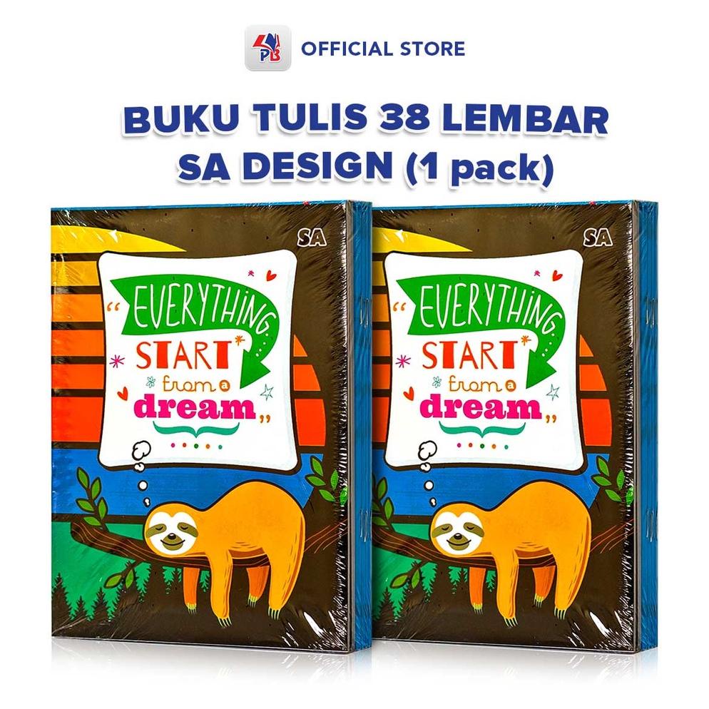 

Buku Tulis 38 lembar / Buku Tulis Merk SA Isi 38 Lembar Per Pak 10 Pcs Cover Bergambar Corak Lucu