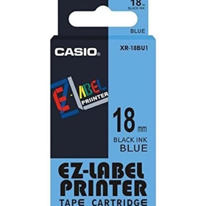 

CASIO EZ LABEL PITA 18MM KUNING BIRU TAPE CARTRIDGE BLACK INK ---NEW---