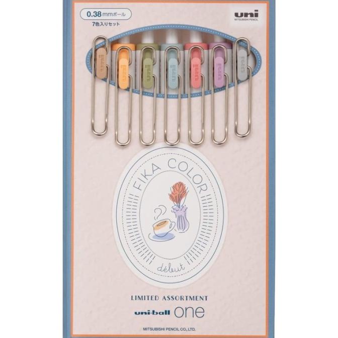 

Uni-Ball One 0.38 mm Gel Ballpoint Pen Limited Fika Color 7 Color Set ---NEW---