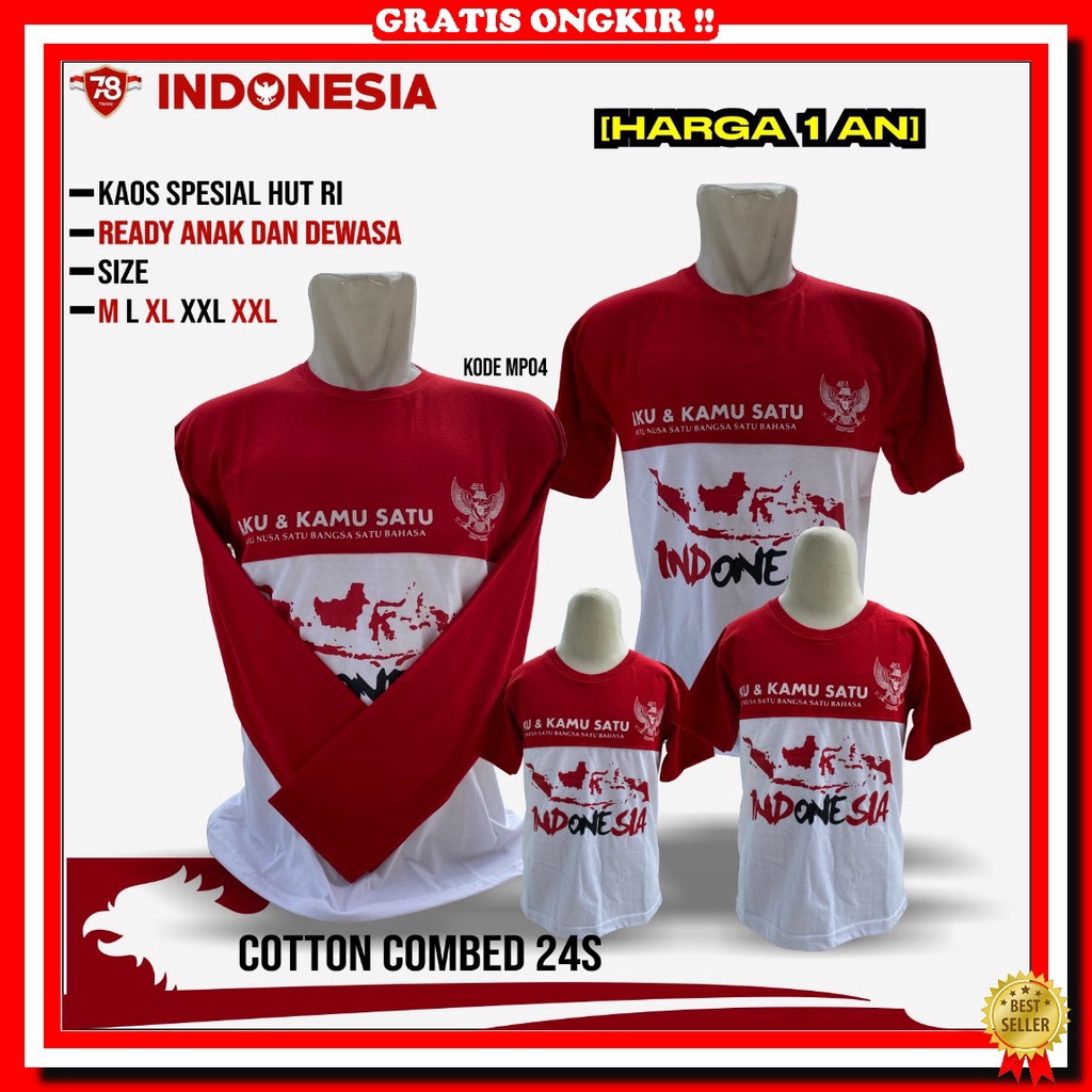 Kaos Couple Kemerdekaan/Agustusan (Anak & Dewasa) Kaos Merah Putih Special 17 Agustus//Kaos Seragam 