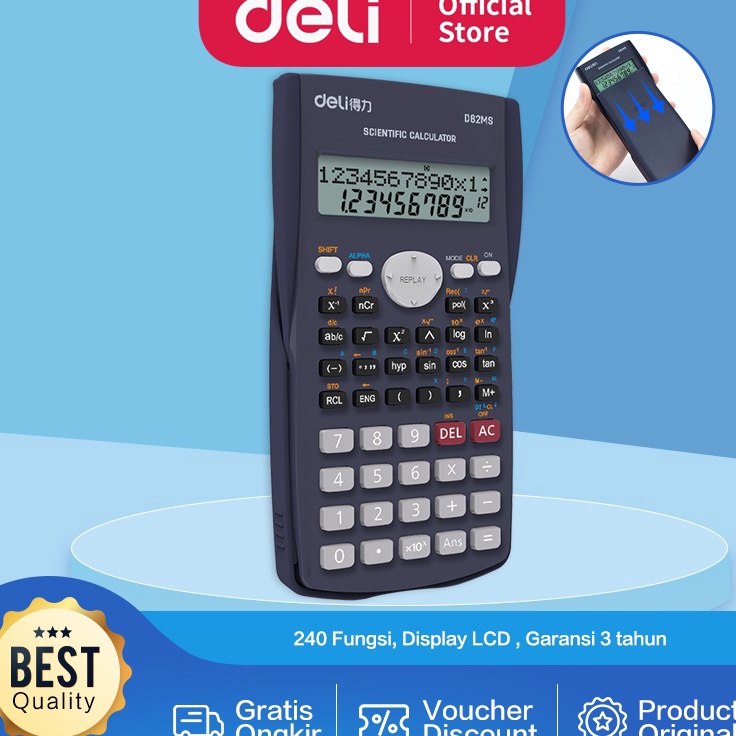 

✔️ Deli ED82MS Scientific Calculator Kalkulator Scientific 240 Function untuk sekolah dan kantor