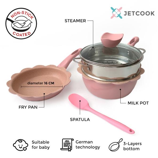 

Jetcook Baby Cookware Full Set - Peralatan Panci Bayi - Pink