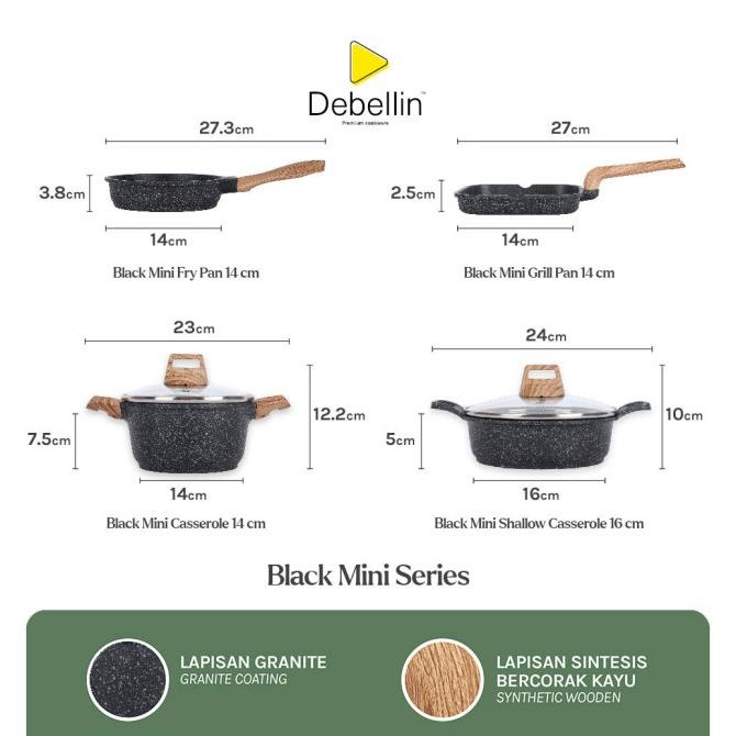 

Debellin Premium Cookware Set - Black Mini Series Of 4 Granite
