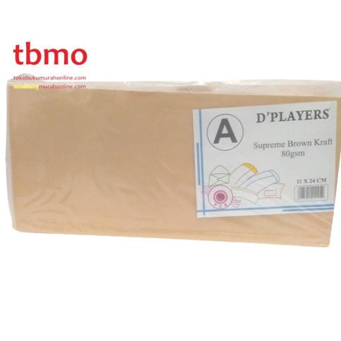 

TBMO AMPLOP D`PLAYERS NON LEM A : 11X24CM ISI 100 / AMPLOP COKLAT