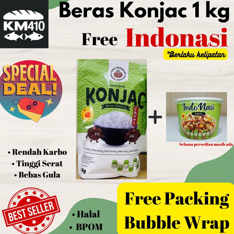 Terbaru.. Beras Porang Merk Konjac Kemasan 1 Kg 50