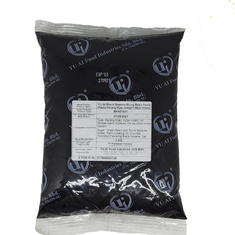 

Yu Ai Black Sesame Mung Bean Paste Kacang Hijau dengan Wijen Hitam 1 Kg Import