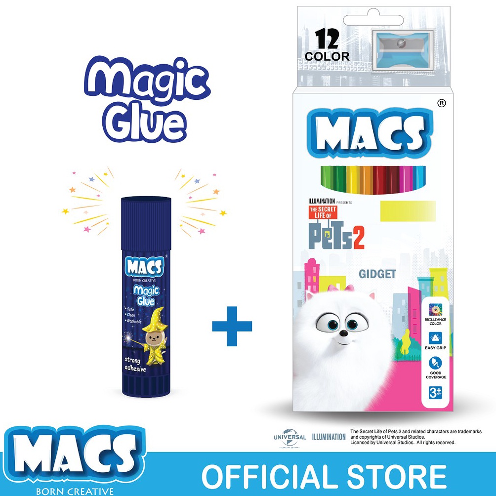 

Stok banyak MACS FUN BUNDLE Glue Stick Lem dan Pets Gidget Color Pencil Pensil Warna 12 Warna 44