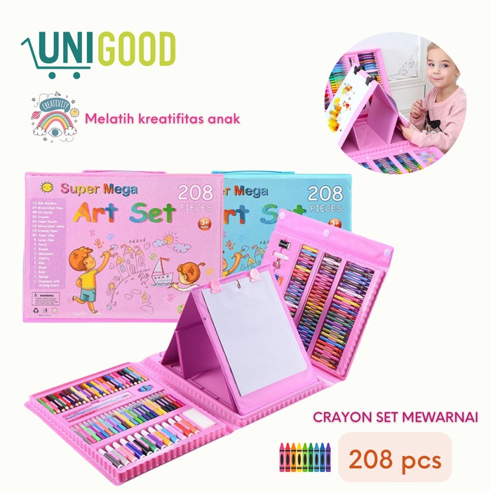 

Best Seller Unigood - Set Crayon 208 Pcs Alat Gambar Mewarnai Anak Pensil Warna