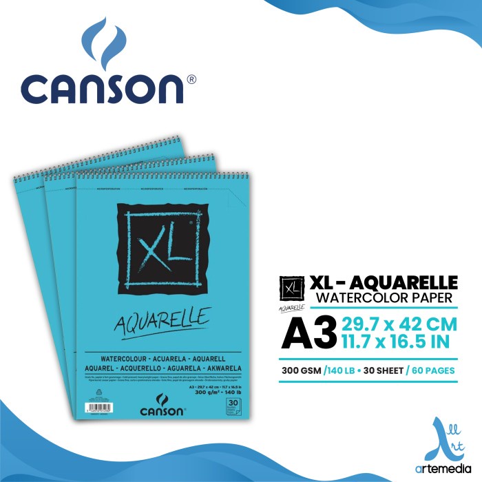 

Terlaris Kertas Cat Air Canson Xl Aquarelle A3 Cold Pressed Watercolor Paper