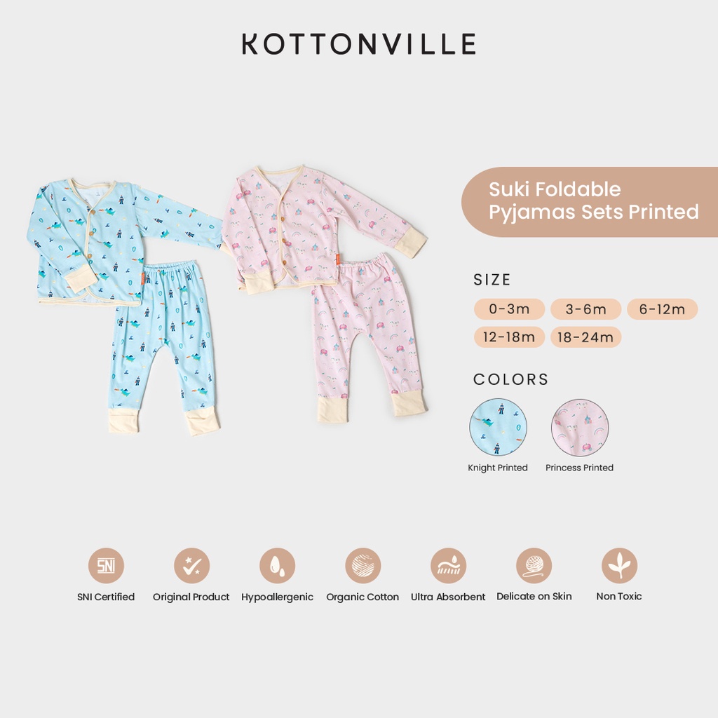 Kottonville- Piyama Sets Suki Motif Prints -Knight (Size: 3-6M)