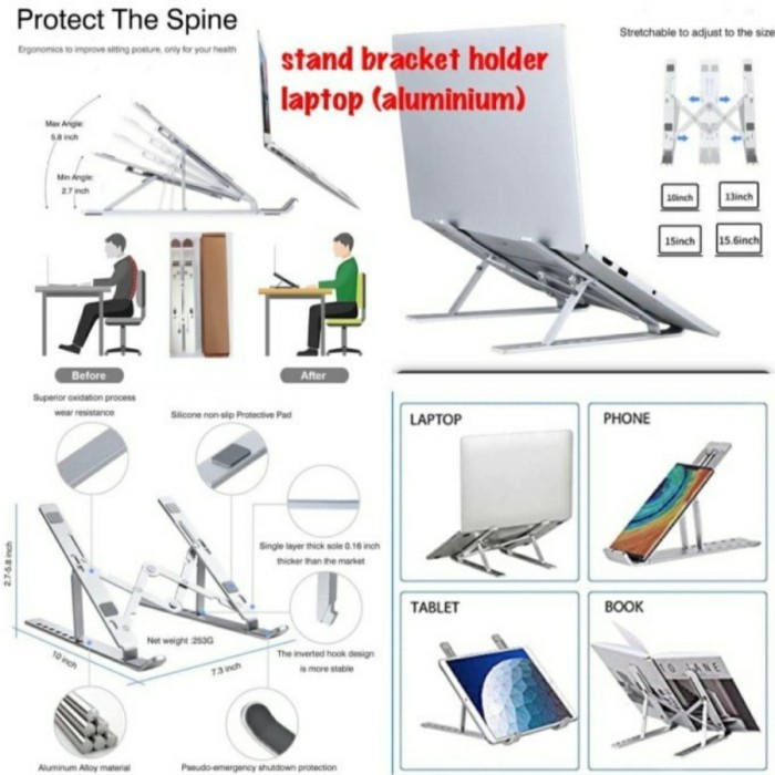 Stand Bracket Holder Laptop Aluminium Penyangga Laptop High Quality