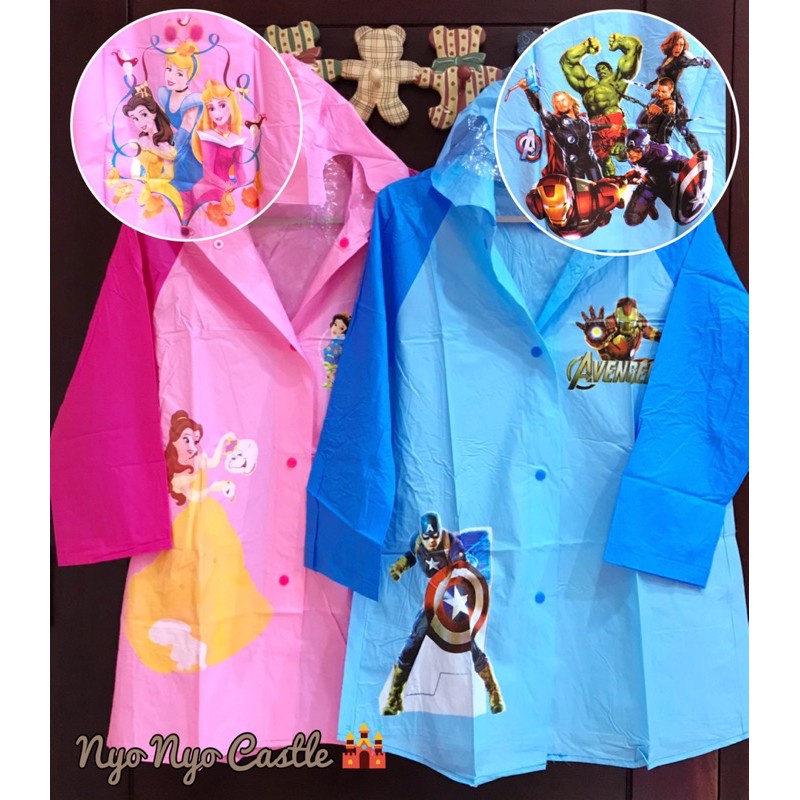 LT2 JAS HUJAN / RAIN COAT PLASTIC TERUSAN ANAK SMALL SIZE FROZEN PRINCESS SPIDERMAN AVENGERS