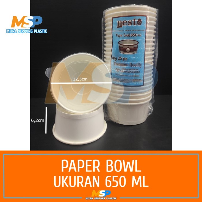Paper Bowl 360Ml/650Ml/800Ml Isi 50Pcs 074