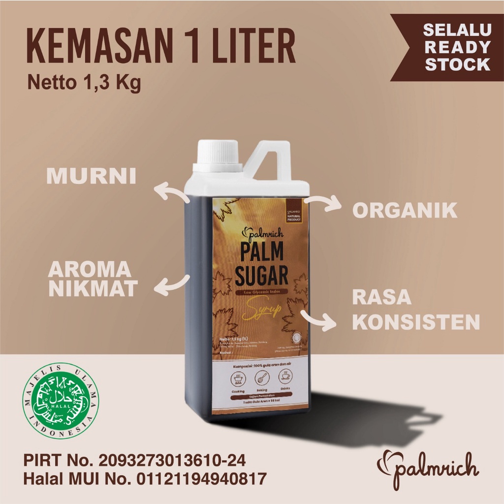 

Palmrich - Gula Aren Cair Preum 1 Liter - 100 % Palm Sugar " Best Seller '