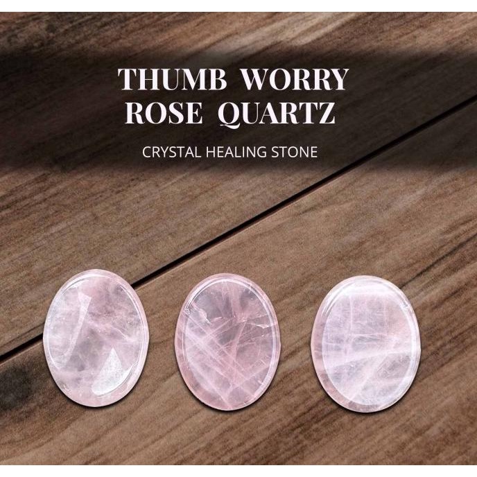 Thumb Worry Rose Quartz Crystal Healing Stone (BC317) ---NEW----