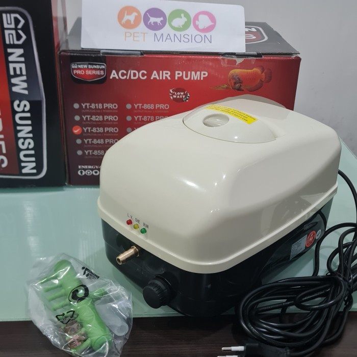 SUNSUN AC DC AIR PUMP YT 838 POMPA ANGIN KOLAM AQUARIUM ACDC AERATOR