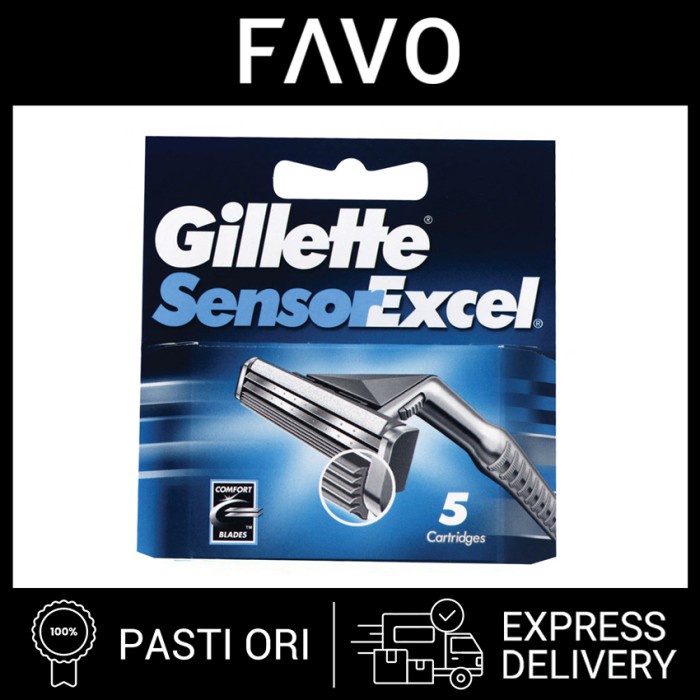 Terlaris Pisau Cukur Gillette Sensor Excel - 5 Cartridges - Alat Cukur Terbaik