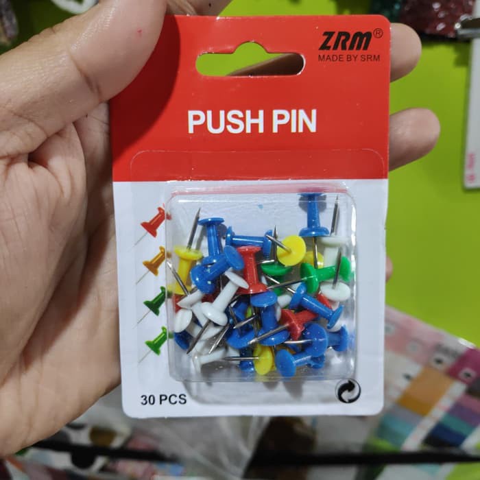 

Jarum Push Pin Mading Pengumuman Merk ZRM JUAL PER PAK ISI 30 PCS