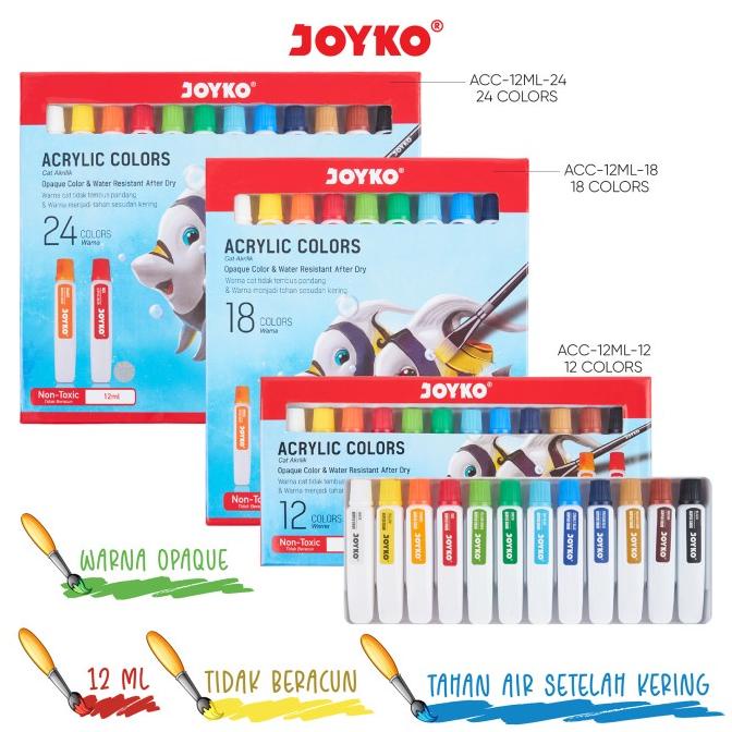 

Joyko Titi Acrylic Colour 12 18 24 Warna / Cat Akrilik Joyko Acc-12Ml