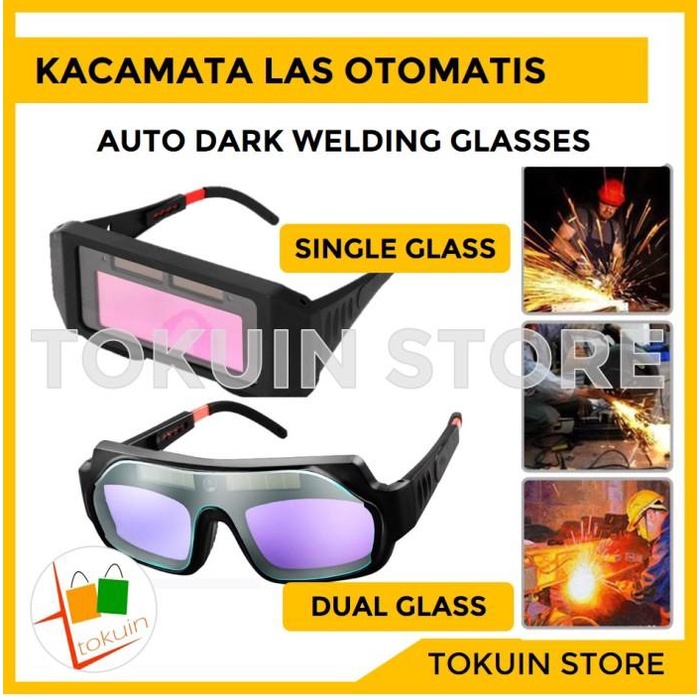 (( BISA COD) KACAMATA LAS OTOMATIS GELAP KACA MATA LISTRIK AUTO DARK WELDING GLASS