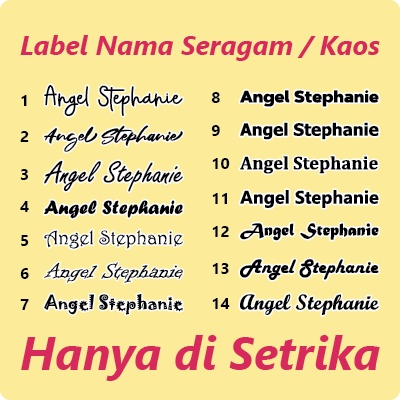 Custom Label Nama SETRIKA di Kaos Seragam Sekolah Stiker Baju Kain T Shirt Sticker Topi Tas Dasi Cel