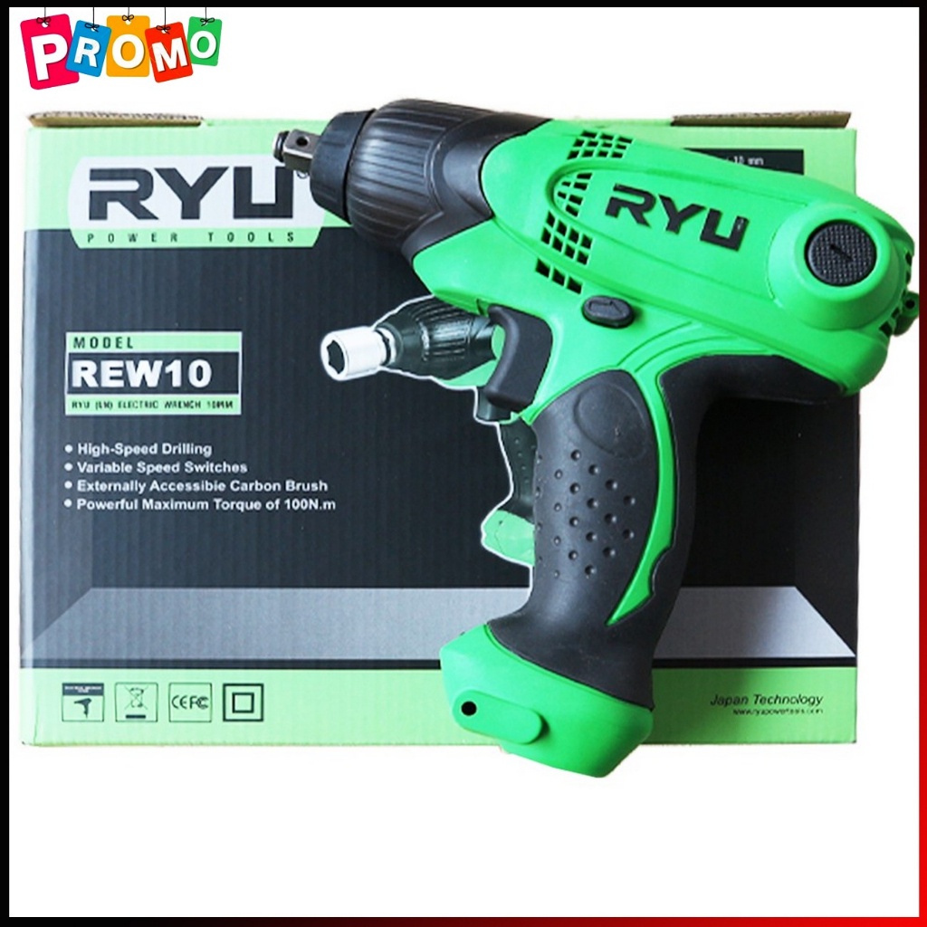 [cuci gudang] Kunci Rachet Elektrik 10mm RYU REW10 Electric Wrench Kecepatan Variabel untuk Penyesua