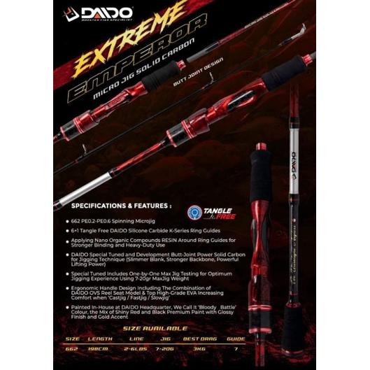 Populer Joran Micro Jig Daido Extreme Emperor 662 Micro Jigging Solid Carbon Pe 02 60 Coblos Bottom 
