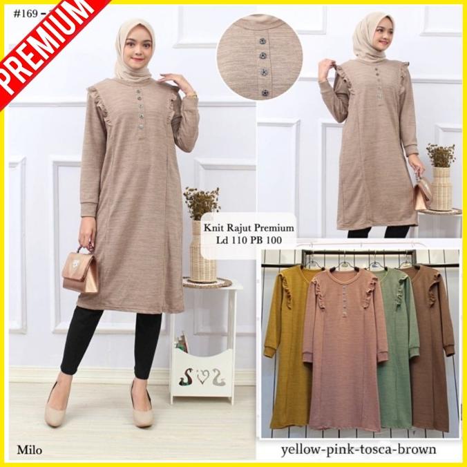 A26 TUNIK KAOS RAJUT BAJU ATASAN WANITA MUSLIM DRESS MUSLIMAH TERBARU