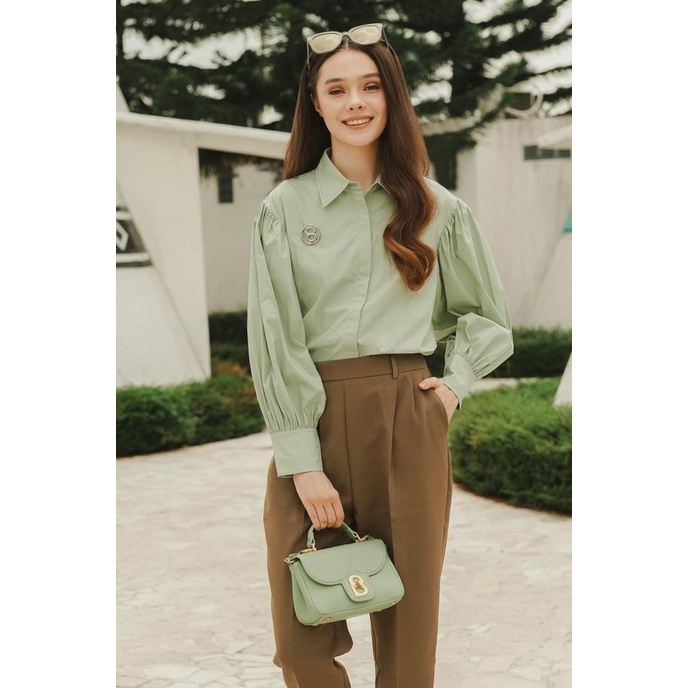 Benang Jarum - Amanda Shirt with Puff Sleeve - Sage