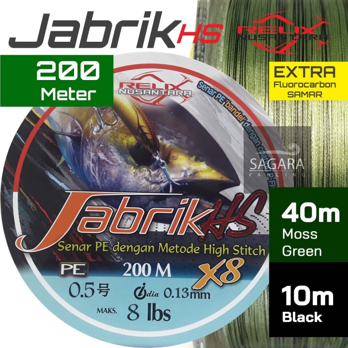Bestseller Senar Pe Jabrik Moss Green Black Hs X8 200 Meter Pe Relix Nusantara