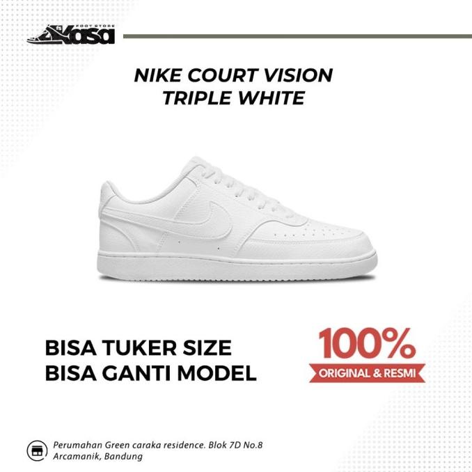 "NIKE COURT VISION LOW TRIPLE WHITE