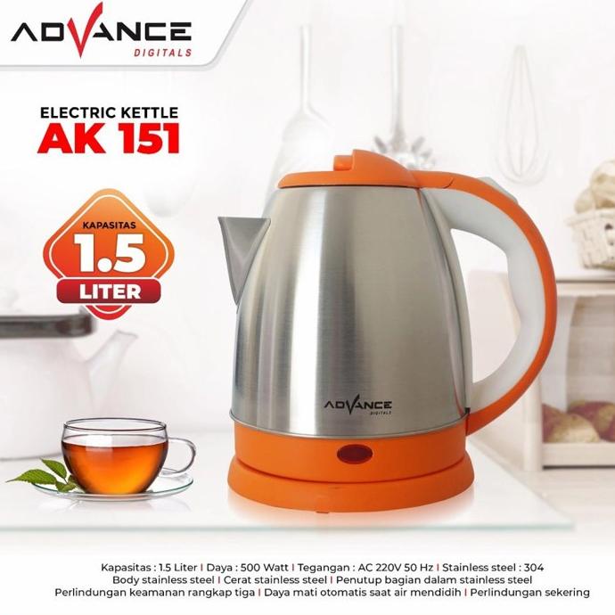 Terbaru Advance Electric Kettle 1.5 Liter Teko Listrik Ak-151 Erp