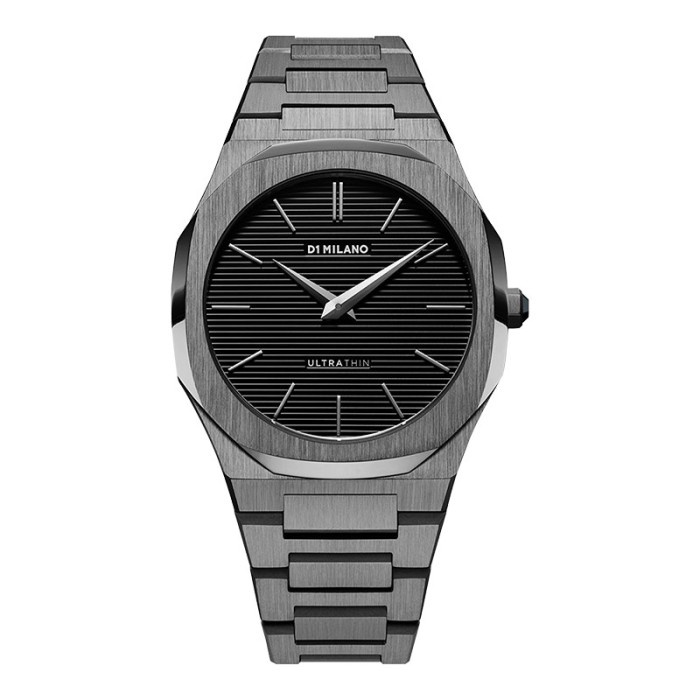 DISKON SPESIAL JAM TANGAN PRIA D1 MILANO ULTRA THIN D1-UTBJ15 BLACK DIAL GUNMETAL ST TERLARIS