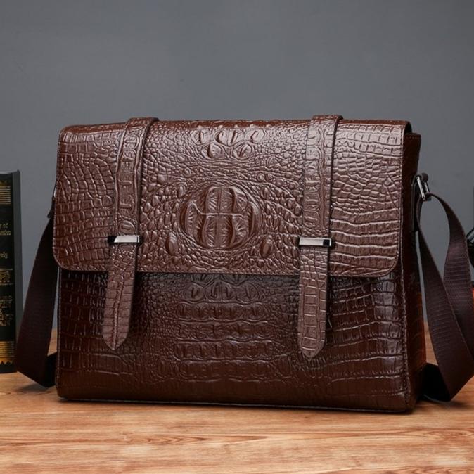 Tas Slempang Selempang pria kulit Besar / Tas Laptop Pria Kulit Buaya