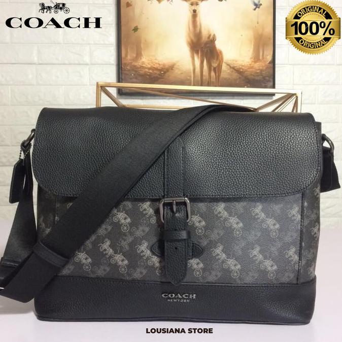 COACH HUDSON MESSENGER BAG WITH HORSE AND CARRIAGE PRINT