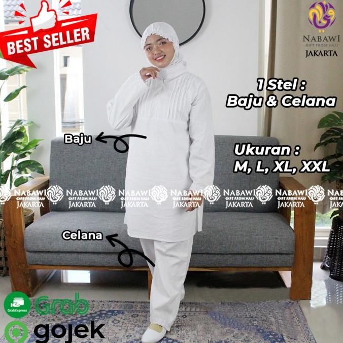 Setelan Baju Ihram Ihrom Wanita Moudy Katun Perlengkapan Haji Umroh