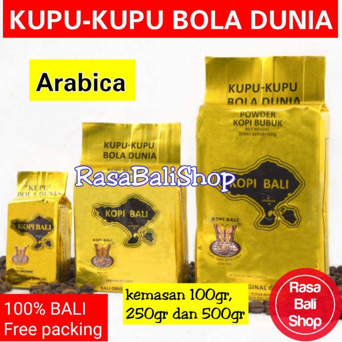 

Kopi Bali Gold 500gr, Kopi Bali Bola Dunia, Kopi Bali asli, cap Kupu hen04