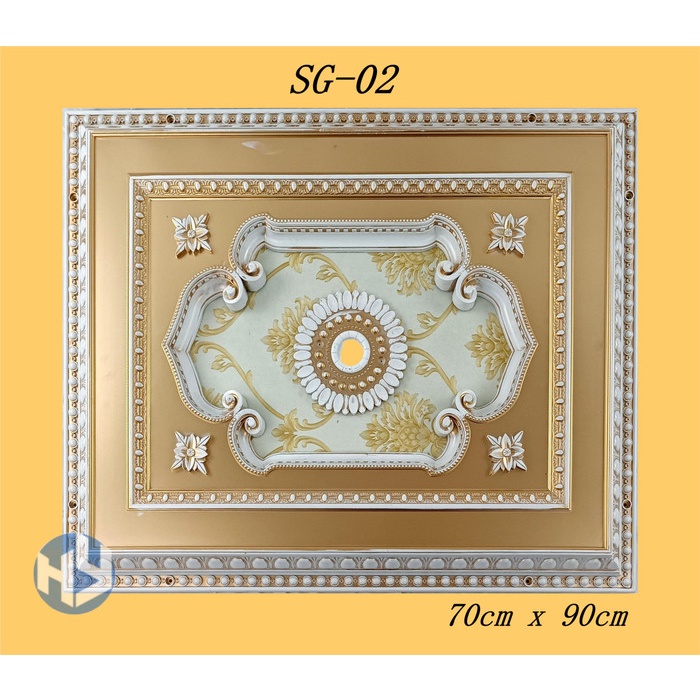 FLASH SALE!!! ORNAMEN LAMPU PLAFON PVC 70X90 KOTAK WARNA SILVER GOLD TERBARU