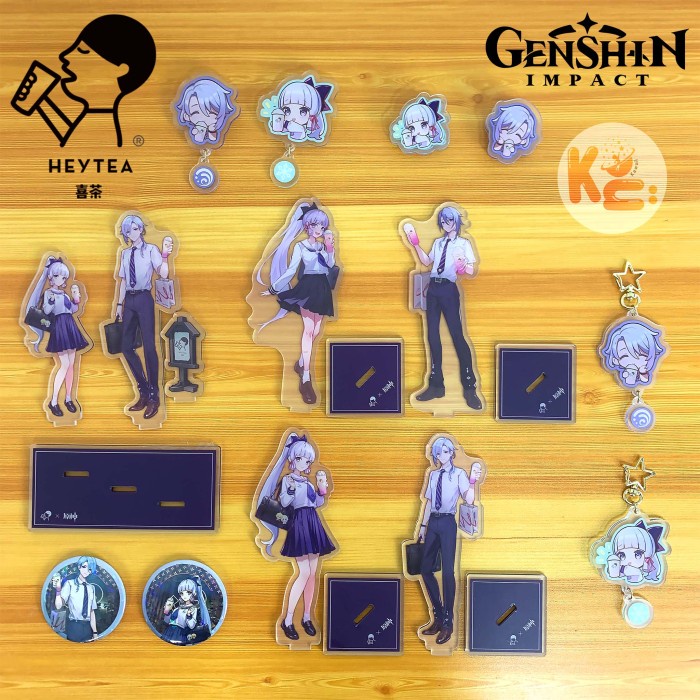 Best Seller New 2022 Genshin Impact X Heytea Standing Acrylic Ayaka Ayato Model