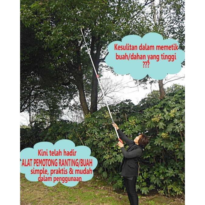 Tree Pruner Galah Tongkat Pemotong Gergaji Gunting Dahan Ranting Tarik
