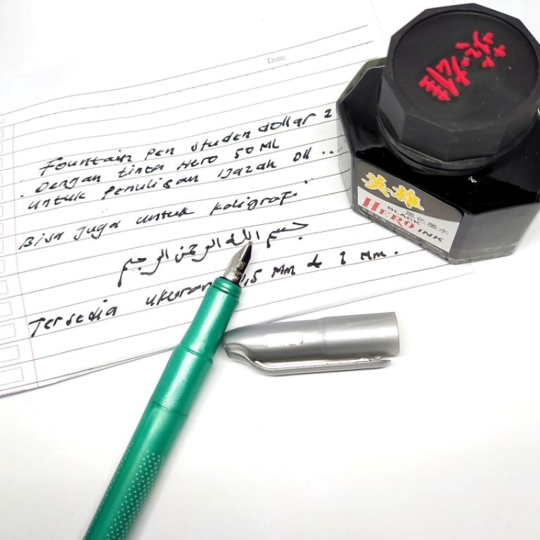 

Tidak Diragukan.. Pulpen penulisan ijazah raport Fountain pen kalam nib kaligrafi nib 1Mm pena lapad tinta isi hero hitam 50Ml SJY