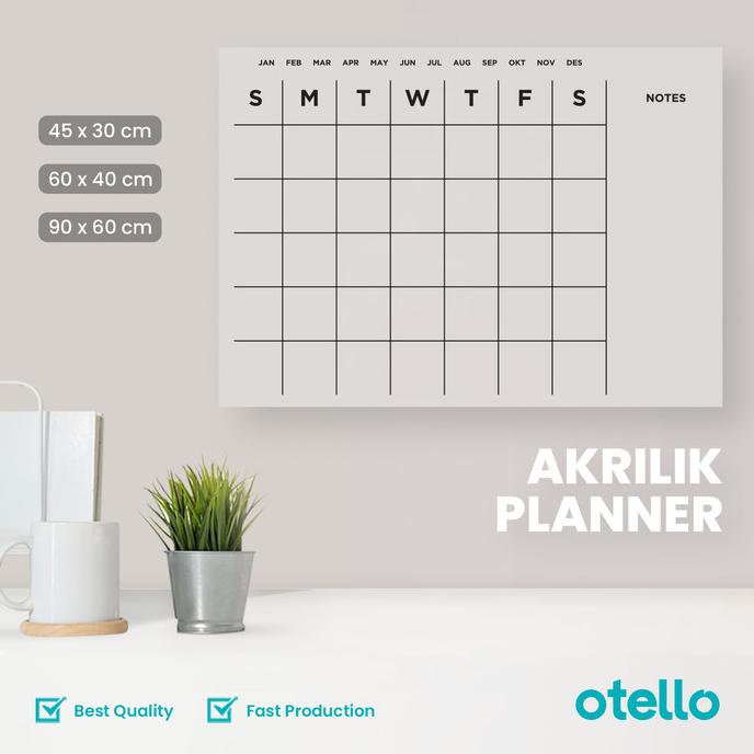 

Monthly Planner Akrilik | Wall Planner Dinding | Schedule Board Jadwal - 45 X 30 Cm, Putih