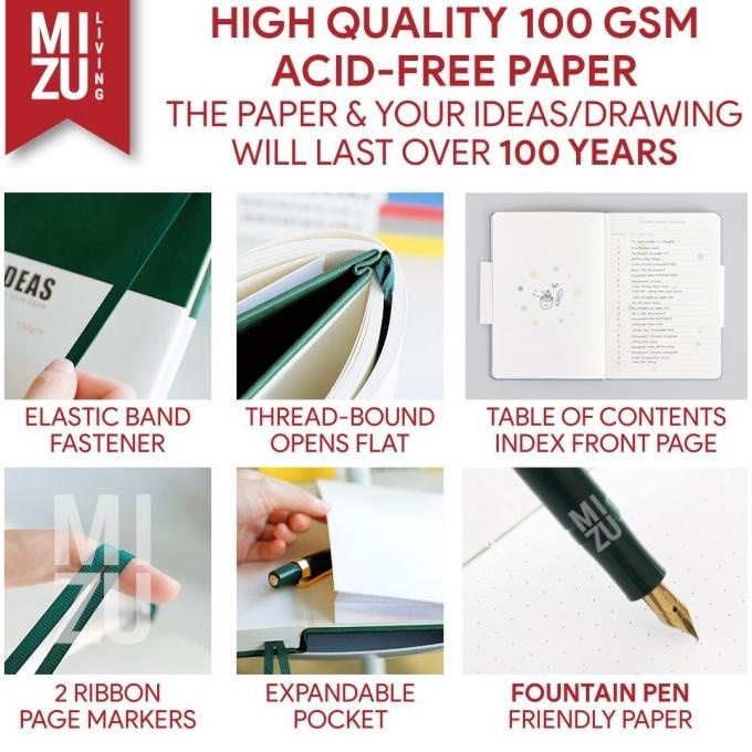 

Paperideas A5 Lined Hardcover Notebook 100Gsm Bujo Fountain Pen Paper