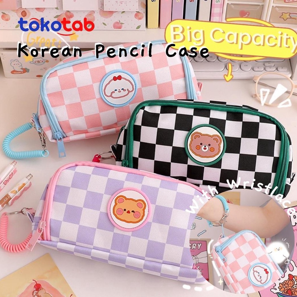 

Miliki Segera Tokotab - Tempat Pensil Large Pouch Bag Pencase Minimalist Checkered Pencil Case Aesthetic Storage Stationery Bag Case. 70G