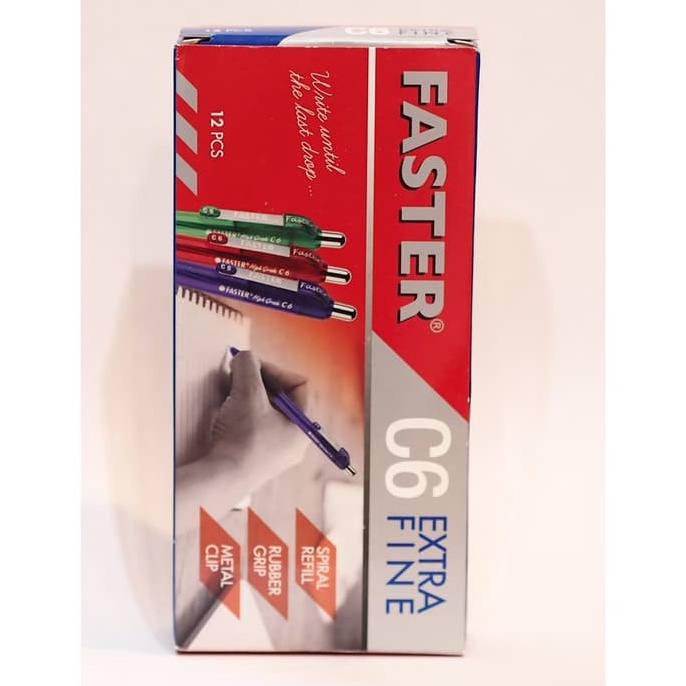 

Terlaku.! Faster Ballpoint /Pulpen C6 ,0.7 mm isi 12 pcs - black & blue DKD