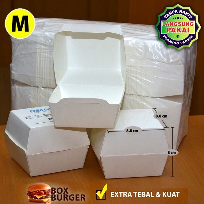 

Kekinian.. Kotak Dus Box Burger PUTIH | M - ( 50 Pcs ) 7ES