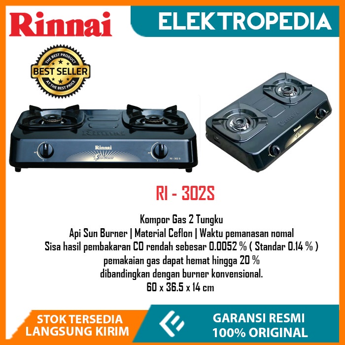Rinnai - Kompor 2 Tungku Ri302s