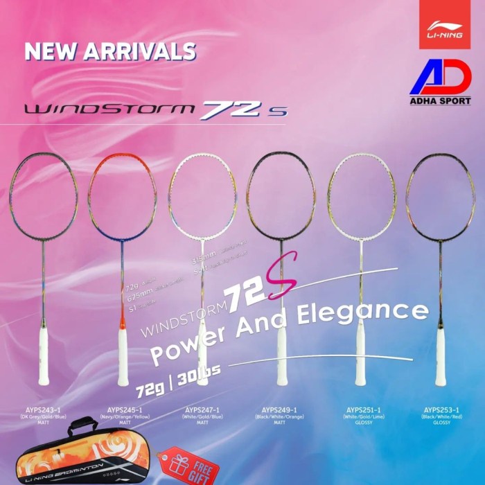 LINING WINDSTORM 72S / 72-S ORIGINAL RAKET BADMINTON BULUTANGKIS